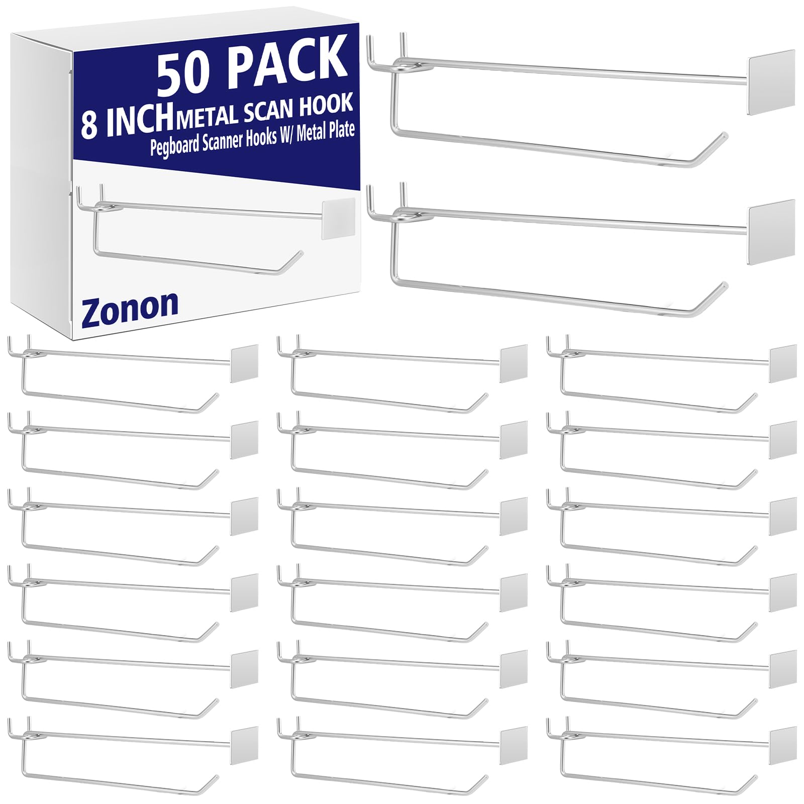 Photo 1 of Zonon  8 Inch Pegboard Scanner Hooks with Label Holder Price Tag Holders Galvanized Metal Peg Board Hooks for Retail Store Shop Supermarket Display Hanging Pegboard Wall Accessories