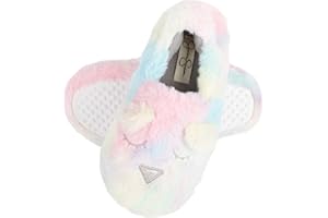 Jessica Simpson Girl's Cute and Cozy Plush Slip on House Slippers with Memory Foam