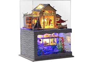 OZJAY DIY Miniature House Kit, Mini House Building Kit with LED & Dust Cover, DIY Wooden Dollhouse Miniature Kit for Adults Teen, Wooden Crafts Lovely Dollhouse Kit, Impression Hawaii