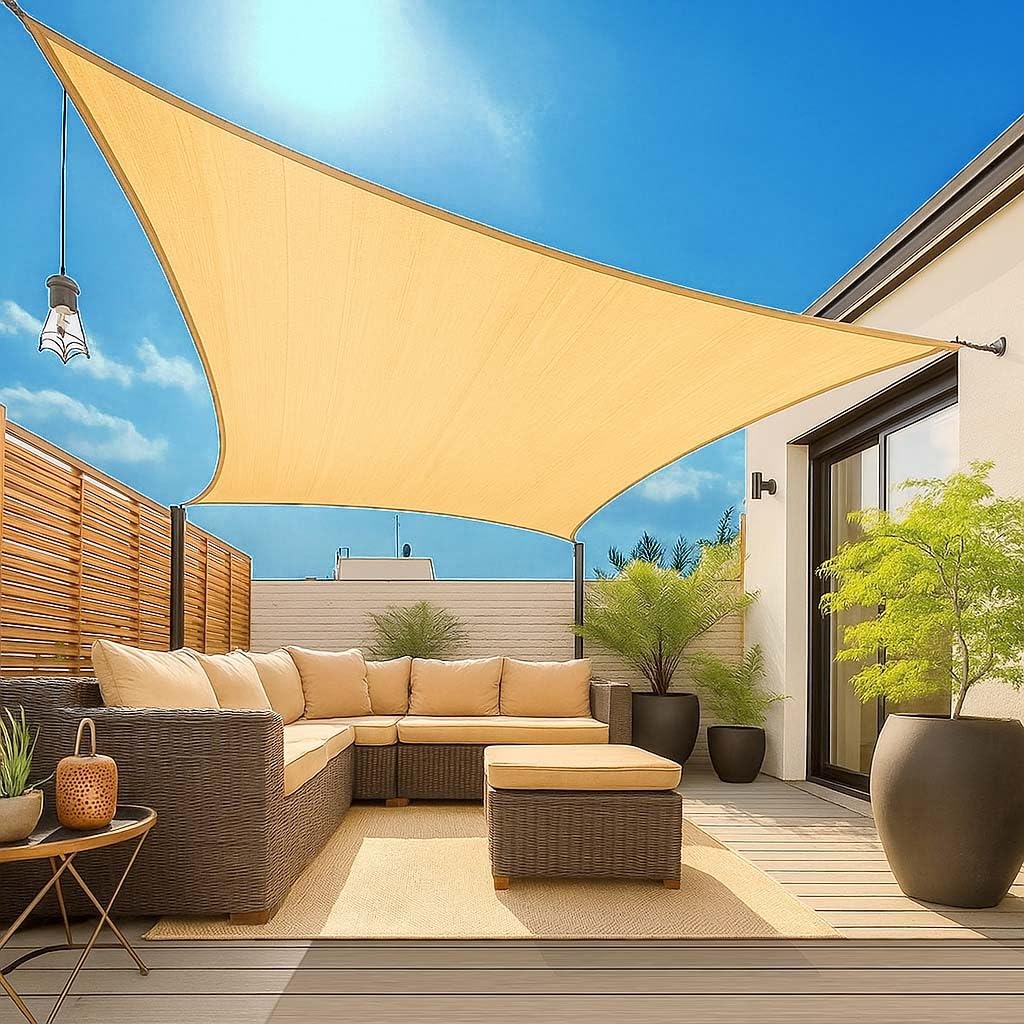 Photo 1 of 12'x15' Rectangle Sun Shade Sail – UV Block & Breathable Canopy for Patio, Garden, Backyard & Outdoor Shade– High-Density HDPE Fabric, Durable & Fade-Resistant – Easy Installation
