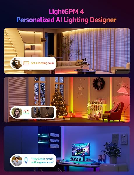 LEPRO S1 AI LED STRIP LIGHTS FOR BEDROOM – 65.6FT SMART RGB LIGHT STRIPS WITH IC AND RAINBOW CHASING EFFECTS, COLOR SEGMENT DIY, PERSONALIZED AL LIGHTING DESIGNER, NO REMOTE, 2.4G WI-FI & BLUETOOTH