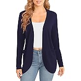 EXCHIC Women's Long Sleeve Lightweight Knit Sweater Cardigan Curved Hem Open Front Cardigans with Pockets
