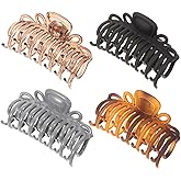 4Pcs Large Hair Claws Clips 3.3in plastic Tortoise Shell Double Row Teeth No-Slip Hair Jaw Clips Barrettes for Women Thick Thin Everyday Use