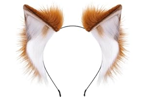 BNLIDES Handmade Fur Fox Wolf Cat Ears Headwear Women Men Cosplay Costume Party Cute Head Accessories for Halloween