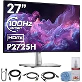 Dell P2725H 27" FHD 100Hz Monitor Bundle | 16:9 IPS Computer Monitor with Stand Bundle | Full HD 1920 x 1080 LED Display | DisplayPort + USB 3.0 Cable