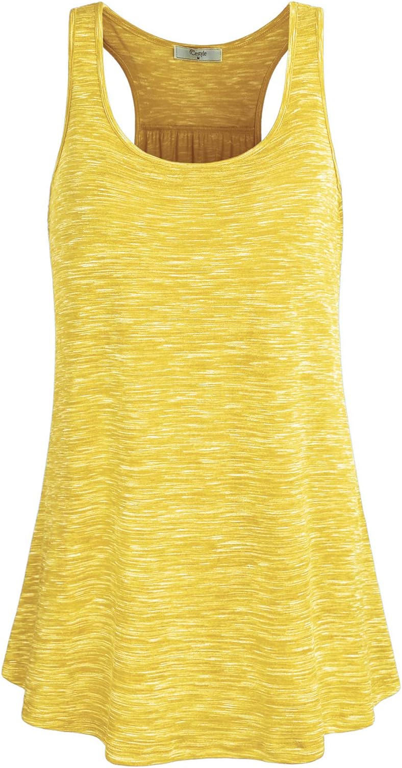 Womens Sleeveless Scoop Neck Flowy Loose Fit Racerback Tank Top