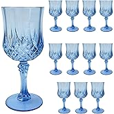 Veiuwa 12 PCS Blue Plastic Wine Glasses,Reusable Plastic Wine Glasses,Blue Goblet Glass,Durable and Sturdy Cups Can Be Used for Various Parties Such as Weddings!