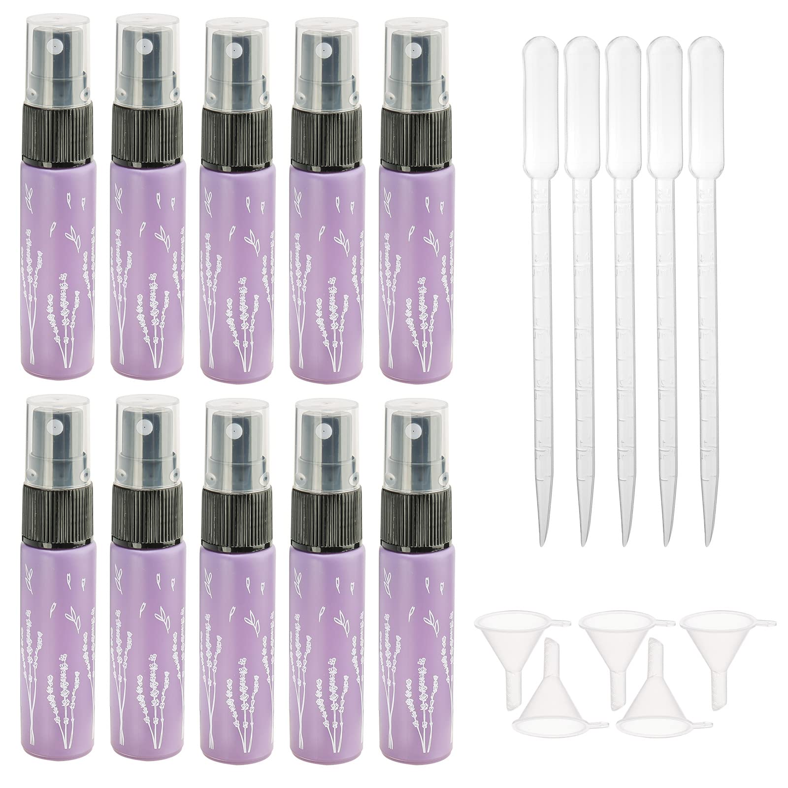 Photo 1 of Kesell 10 Pieces Empty Glass Spray Bottle, 10 ml (1/3 oz) Fine Mist Sprayer Bottles Portable Refillable Perfume Container for Essential Oils, Travel (Purple)