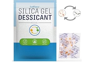 LotFancy Silica Gel Packets, 60 Packs 3Gram Indicating Desiccant Packets and Dehumidifiers, Food Safe Moisture Absorbing Bag 