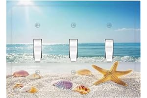 Nijuodnijir Decorative Switch Plates Summer Beach Colorful Seashell Starfish 3 Gang Wall Plate Triple Toggle Light Switch Cover Faceplate Electrical Wall Panels For Kids Room Nursery Decor
