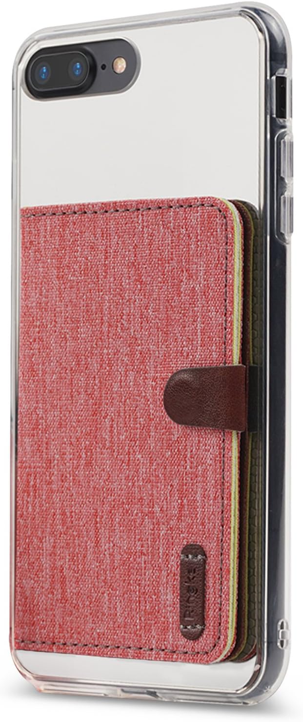 Ringke Flip Phone Card Holder, 3M Stick on Adhesive Multi Slot Card Wallet Attachment - Red, Magnetic - Red, petit