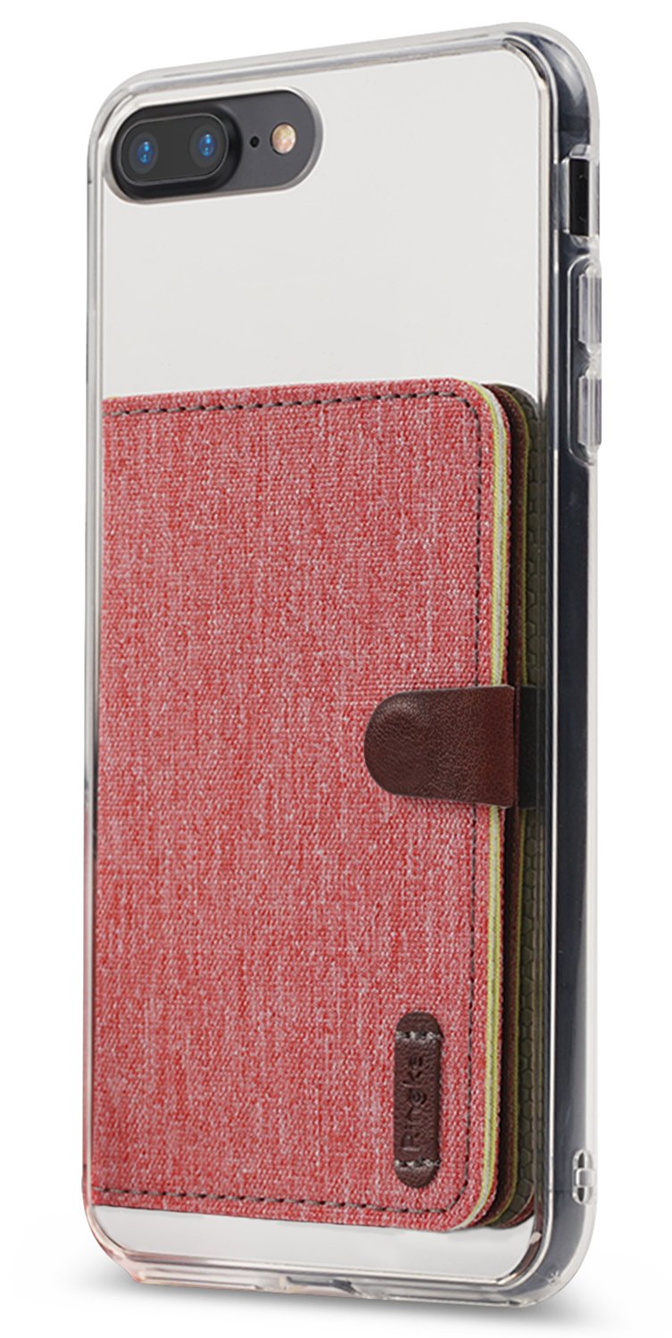 Ringke Flip Phone Card Holder, 3M Stick on Adhesive Multi Slot Card Wallet Attachment - Red