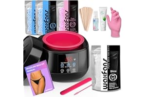 WAXFANS Smart Waxing Kit for Women with Auto Temperature Control,Wax Kit Wax Warmer for Hair Removal,Gentle Wax Beads on Bikini, Facial, for Sensitive Skin