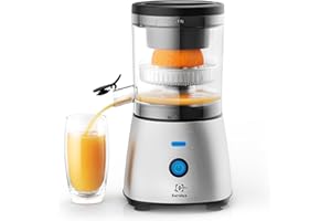 Electric Citrus Juicer Stainless Steel | Compact One-Touch Juice Extractor for Oranges, Lemons, and Limes | Quiet Operation, 