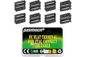 Pzsmocn 20 Sets IDC 2 * 7 Double Row Rectangular Socket Adapter FC Black Crimp Wire Head Three-Piece Kit 2.54mm Pitch, 14 Pin FC-Female Terminal Connector, for JTAG Flat Ribbon Cable.