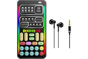 SKTOME Portable Voice Changer, 2rd Generation i9 Live Sound Card, Cool Lights Sound Board - Voice Disguiser/Modulator for PS4/PS5/Xbox One/PC/Phone/Laptops with Adjustable Voice Functions