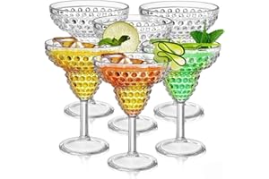 ZOOFOX 6 Pack Plastic Margarita Glasses, 11oz Stemmed Cocktail Glasses, Reusable Shatterproof Margarita Glasses, Unique Bar G