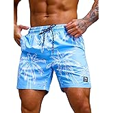 Verdusa Men's Drawstring Waist Swimwear Beach Shorts Swim Trunks with Pockets