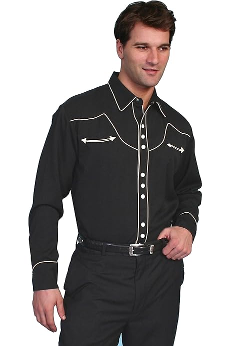 Amazon.com: Scully Men's Vintage Western Shirt Black Medium : Clothing,  Shoes \u0026 Jewelry
