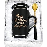 YHRJWN Christmas Graduation Gifts, Now Hotter By One Degree Coffee Mug, Graduation Gifts for Her Him Girls Friends, Christmas Gift for Masters Degree Graduates Grad College High School 14 Oz Black