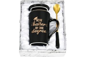 YHRJWN - Graduation Gifts, Now Hotter By One Degree Coffee Mug, Graduation Gifts for Her Him Girls Friends, Christmas Gifts for Masters Degree Graduates Grad College High School 14 Oz Black