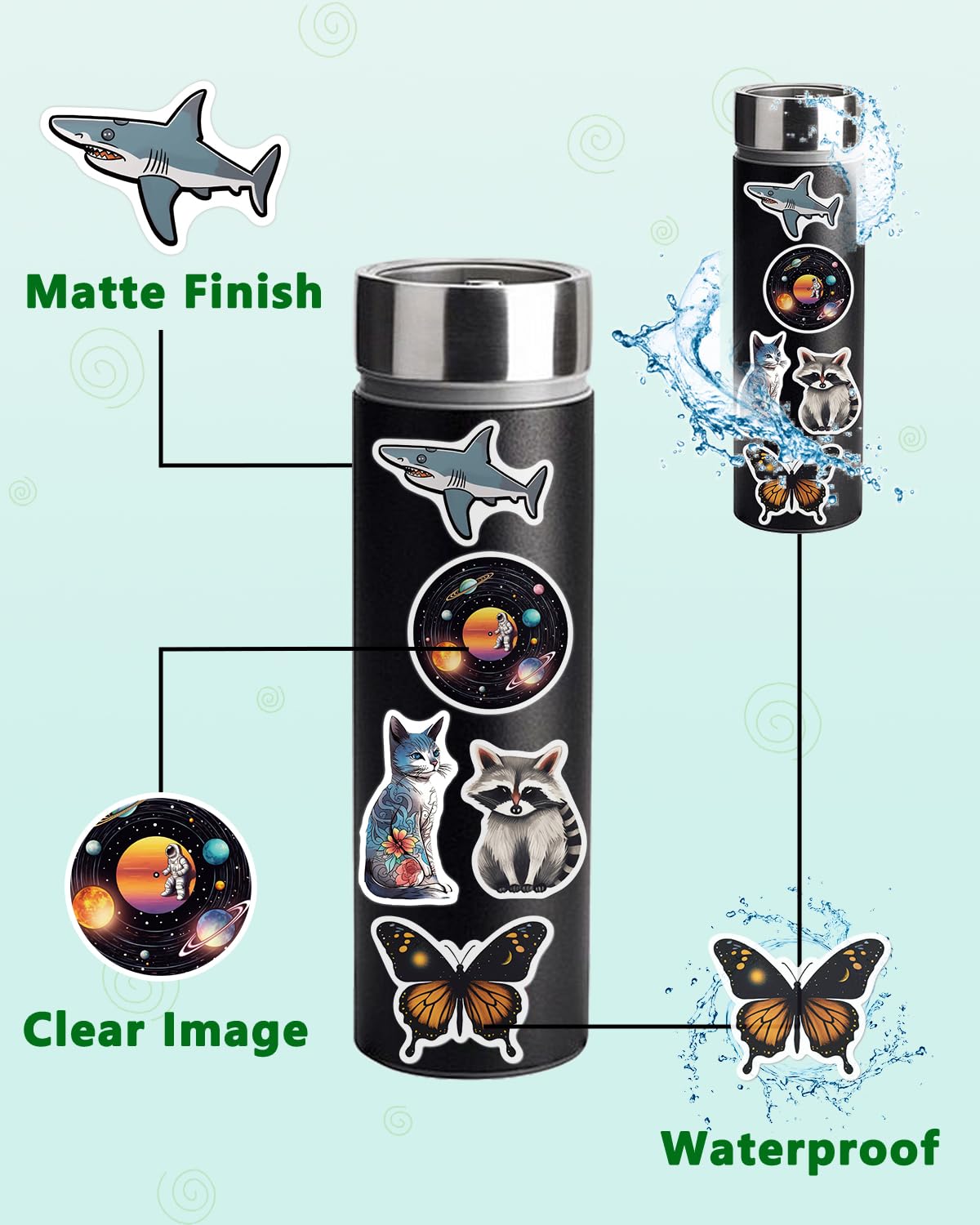 AOWDIAO 150 Pcs Aesthetic Stickers Pack - Waterproof, Durable Designs for Teens, Kids, and Adults - Ideal for Parties, Gifts, and School Projects