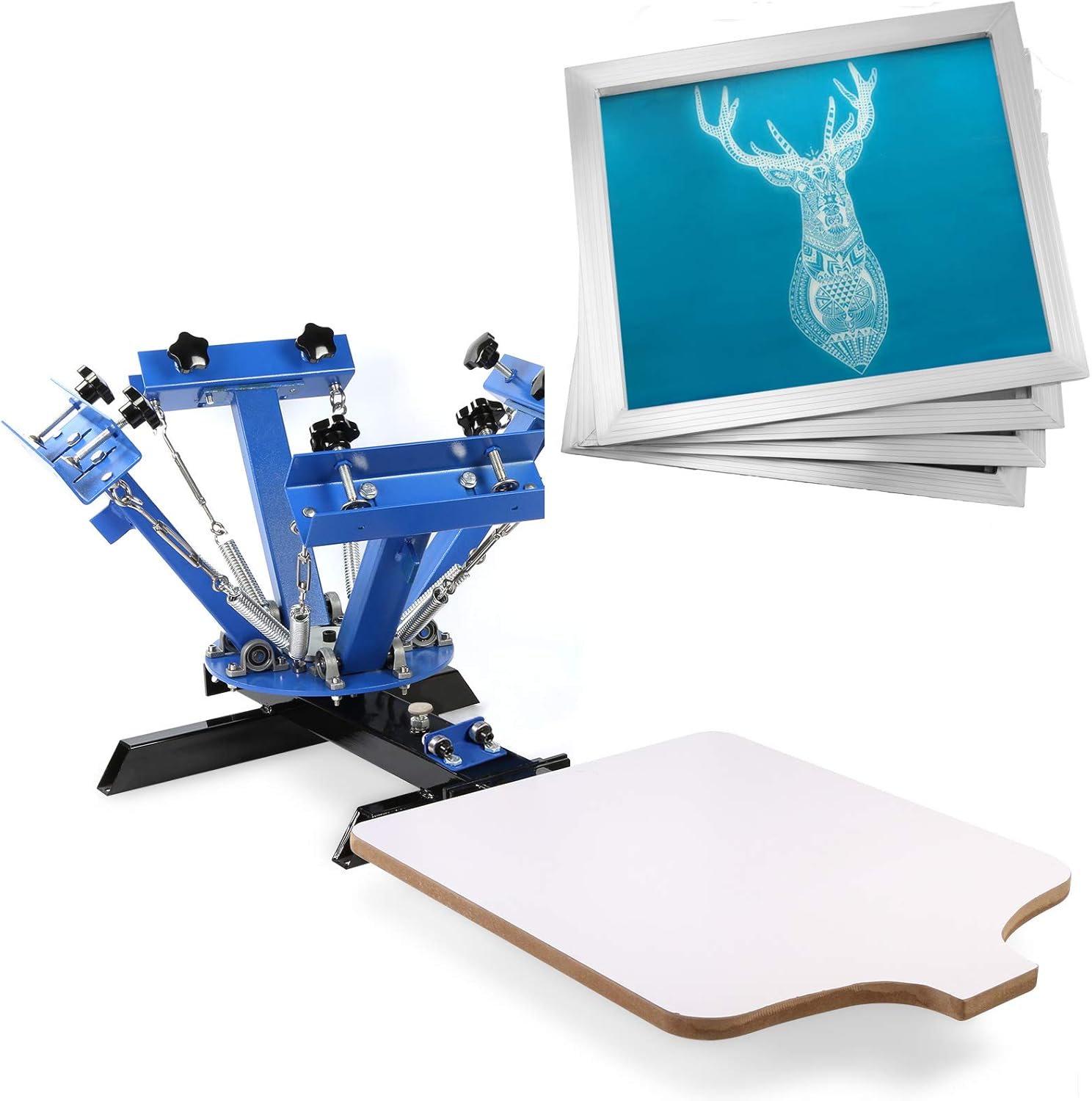 VEVOR Screen Printing Press 4 Color 1 Station and 4 Pieces 20x20 Inch