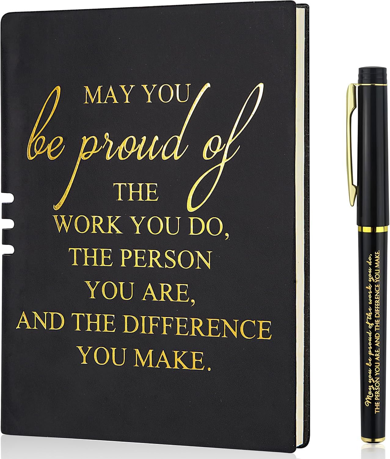 Thank You Gifts For Colleagues Leather Notebook A5,Leaving Gifts For Colleagues Women,Employee Appreciation Teacher Gifts,Team Gifts For Employees Ballpoint Pen Notebook For Coworkers (Black)