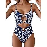 Eomenie Sexy One Piece Swimsuit for Women Cutout Monokini Bathing Suit Starfish Beach Resort Swimwear