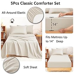 CozyLux Twin Comforter Set with Sheets Beige - 5