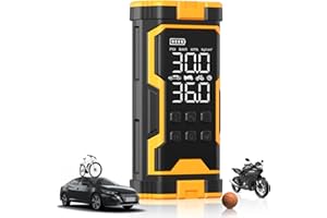 Pumptiva Tire Inflator Portable Air Compressor, 150PSI Cordless Air Pump with Smart Auto Stop & LED Light, 3X Fast Inflation Portable Tire Inflator for Car, Bike, Motorcycle, Balls & Outdoor Use