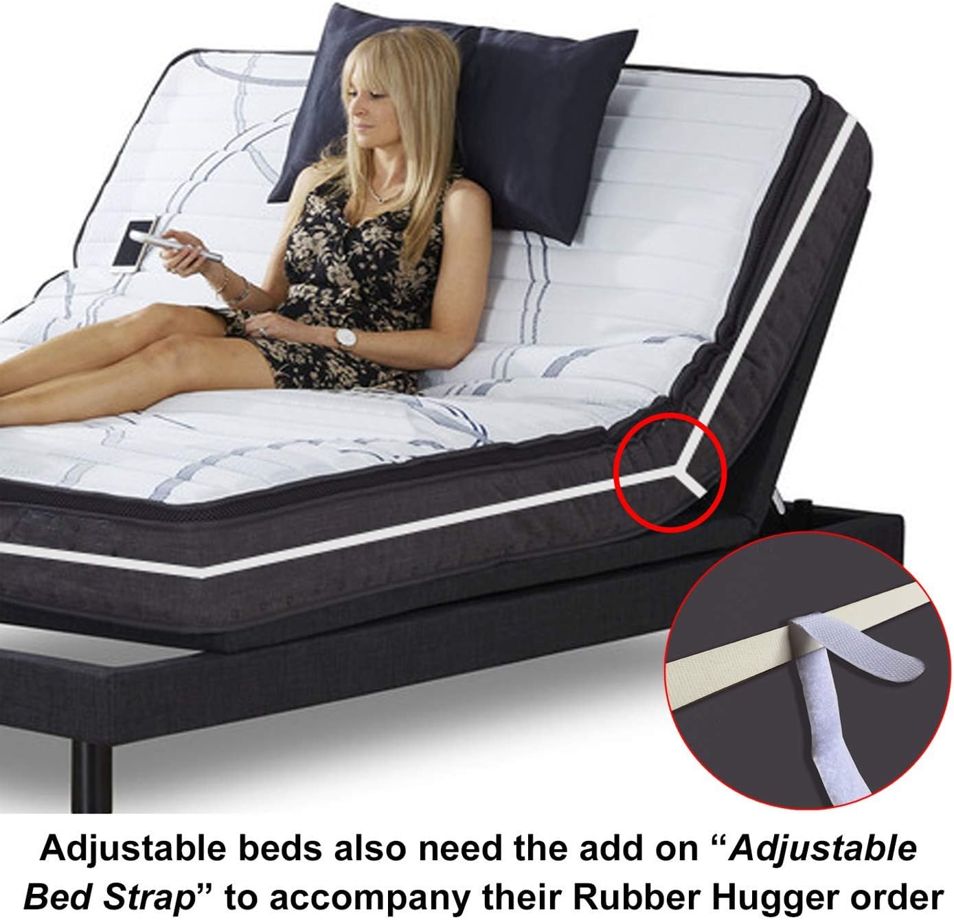 RUBBER HUGGER The The Bed Sheet Holder Band – New Approach for Keeping Your Sheets On Your Mattress – No Sheet Straps, Sheet Clips, Grippers, or Fasteners. (Large Size for King Mattress): Home & Kitchen