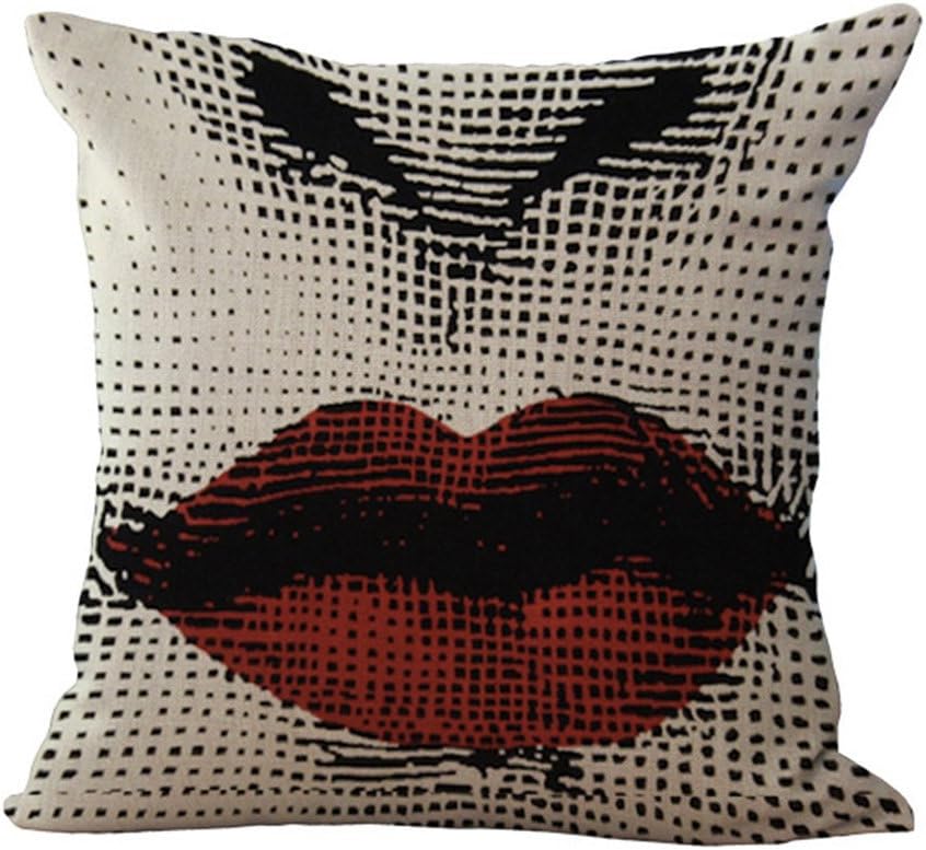 Rita Home Decor Fornasetti Creation Lina's Bouncing Exaggerated Face Throw Pillow Covers 18x18 Inch Cushion Cover Pillowcase with Zipper Cotton Linen Burlap Square Pillow Cover for Sofa Home Decor
