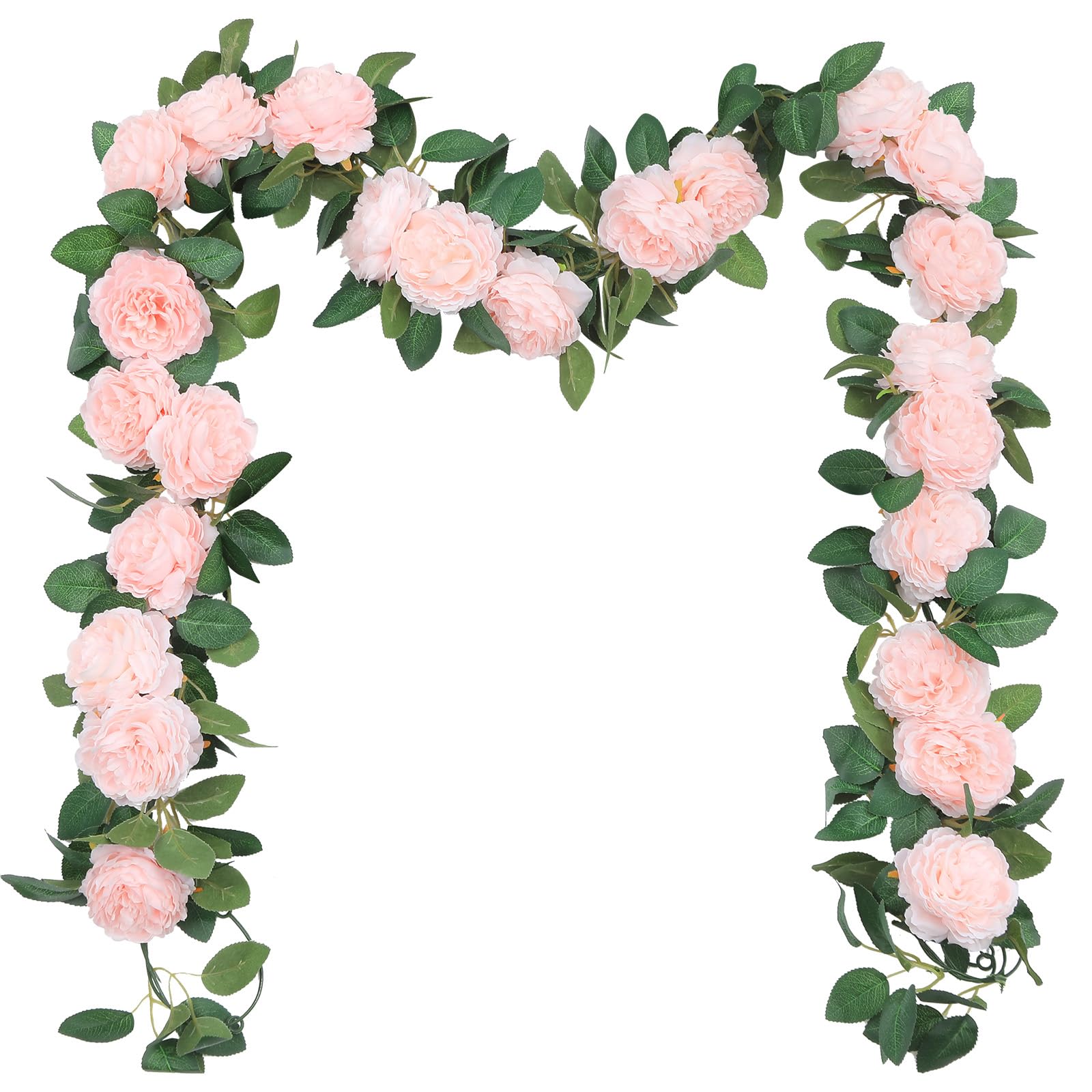 SHACOS 3pcs Artificial Flower Garland 3 Strand 6.0 m Long Fake Rose Garland Flower Vines for Wedding Party Home Garden, Light Pink — image 1