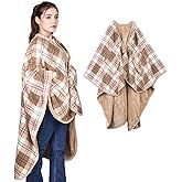 forestfish Wearable Blanket Poncho With Pockets And Buttons, Flannel Shawl Wrap Blanket For Women Soft And Warm