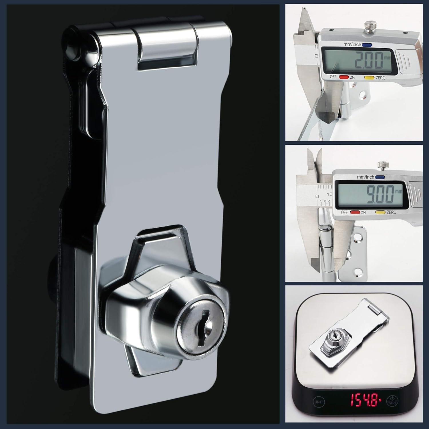 SAYAYO Shed Lock with 2 Keys, Keyed Hasp Door Lock Garden Gate Latch Bolt Security for Wooden Gates 4 Inches Chrome Finished - Image 5