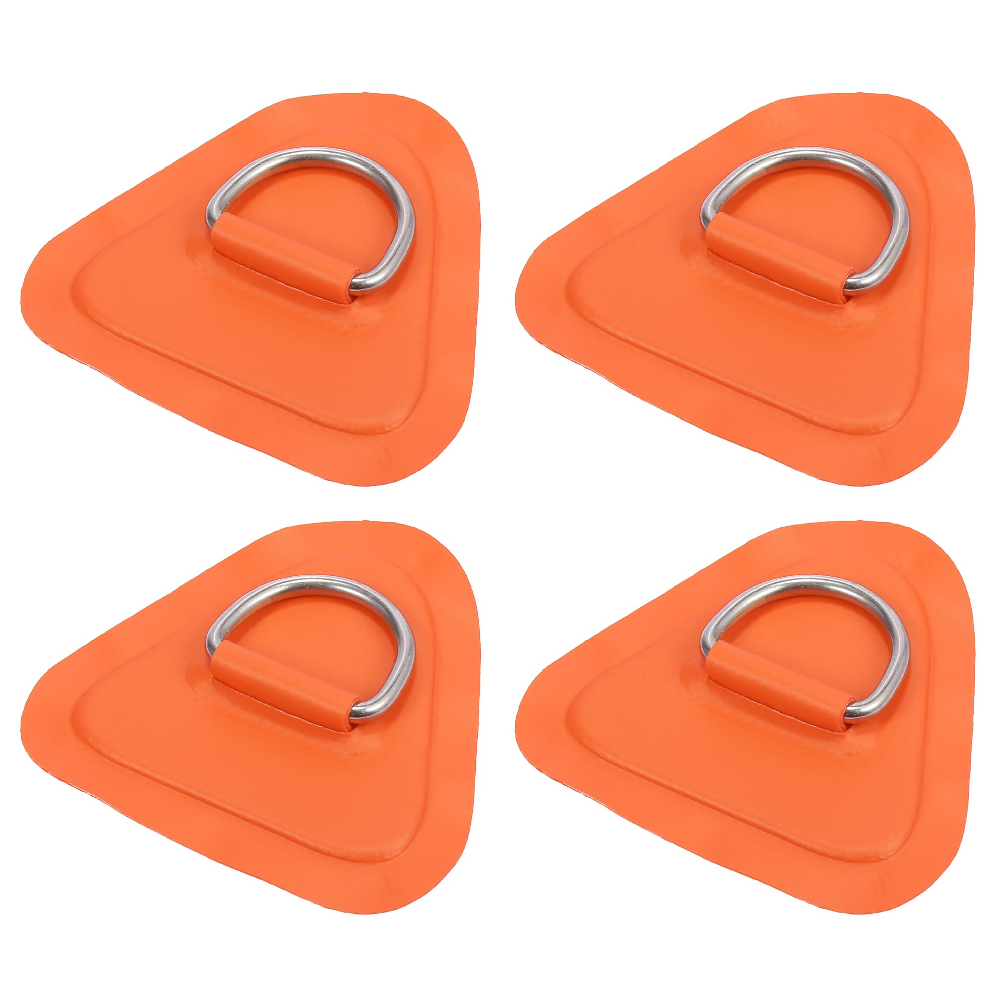 X AUTOHAUX 4pcs Kayak D Ring Patch PVC Stainless Steel Triangle Shape Orange
