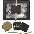 Gusisia 24 Pack Cookie Boxes with Window, Black 8" x 6" x 2.5" Backey Box for Gift Giving Cupcakes Pastry Dessert Packing Plus Tags and Linen Ribbon