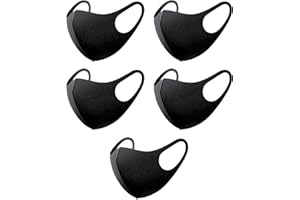 MEEMOFamily 5 Pack Reusable Washable 3D Mask, Fashionable, Protective, Unisex, Black, Washable, 5 MASKS