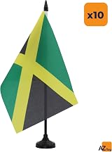 AZ FLAG Set of 10 Jamaica Table Flags 5x8 inches 21x14 cm with 10" Pole view 2