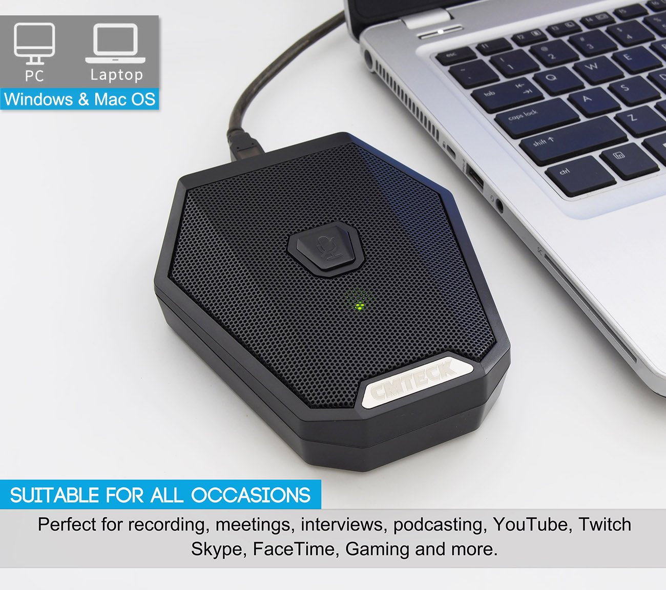 CMTECK USB Desktop Microphone CM005R,Mute Function,Omnidirectional