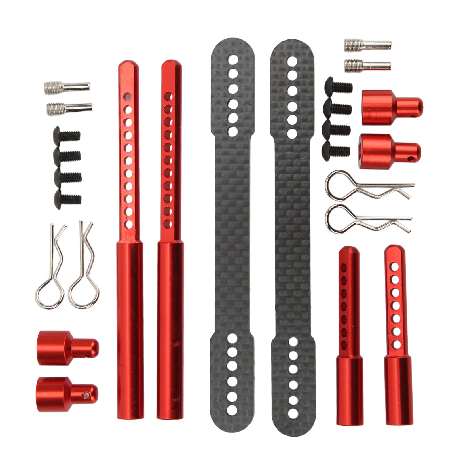 Bnineteenteam RC Body Mount Post,RC Car Front Rear Metal Carbon Fiber Shell Columns Upgrade Parts for Axial SCX10 90046 90047 1/10 RC Car(red)