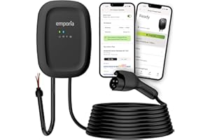 EMPORIA Level 2 EV Charger w/ J1772 Charger, 48 amp, Preconfigured for Hardwired Install with Whip, UL/Energy Star WiFi Enabled EVSE Level 2, 25ft Cable (Black)