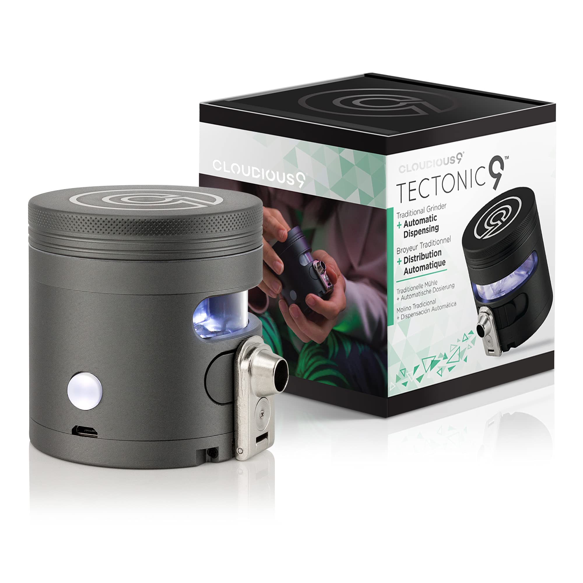 Cloudious9 - Tectonic9 Herb Grinder Automatic Electric Herbal Spice Dispenser Large 2.5