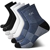 Calvin Klein Mens Quarter Socks - 6 Pack Performance Cushioned High Quarter Cut Athletic Socks for Men With Arch Support