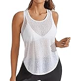 SweatyRocks Women's Scoop Neck Sleeveless Sheer Racerback Workout Tank Top Athletic Shirts