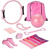 Ideal Swan Pilates Ring Essentials Kit for Women, Home Workout Equipment Set with 9.8” Ball, Resistance Bands, Accessories, Pilates Set for Legs Arms and Thighs（13 PCS）