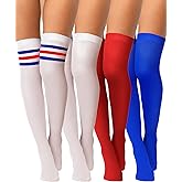 Boao 4 Pairs Women's Silk Thigh High Stockings Sheers Nylon Socks for Women Halloween Cosplay Party Tights Accessory
