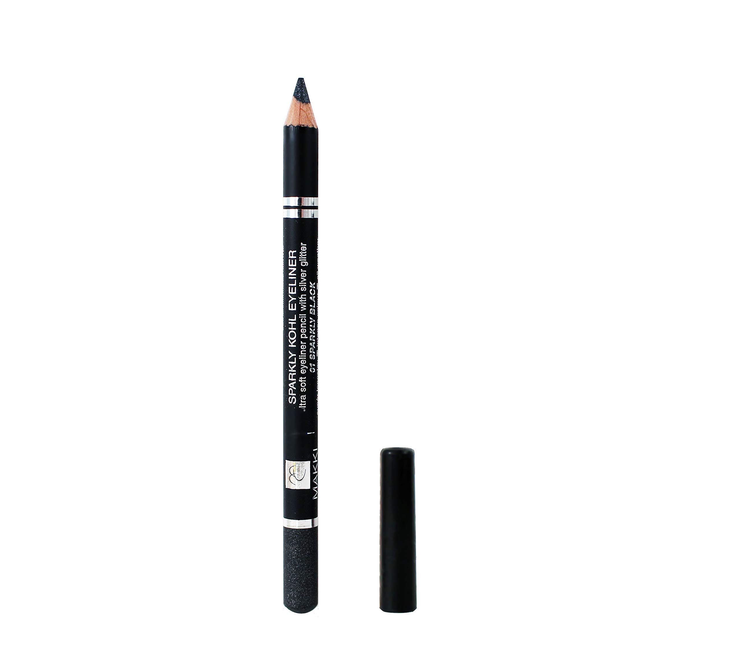 Sparkly Black Eyeliner Pencil Sparkling Colour Shade 01 with silver glitter Shimmery Eye liner