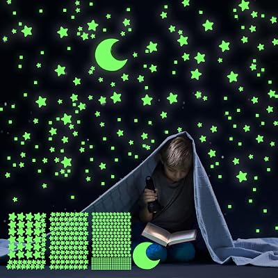 GLOCARNIVAL Glow in The Dark Stars Decor Ceiling 452PCS Moon Kit Kids Room
